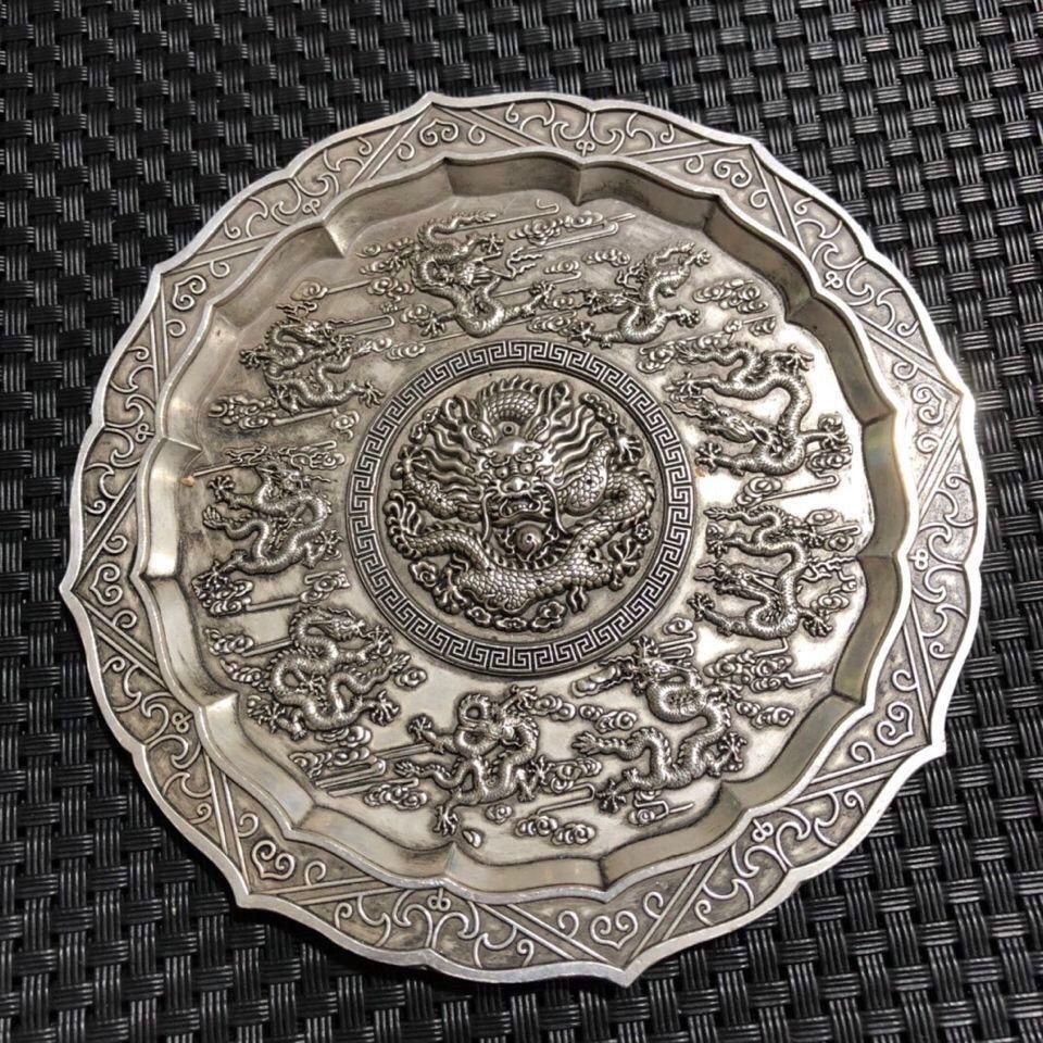 銅器 銅盤 九龍戯珠 茶道具 装飾品 工芸品 置物 - メルカリ