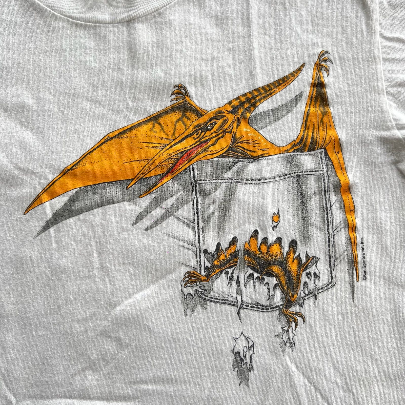 90s 恐竜 ダイナソー 総柄 オーバープリント USA製 アートTシャツ 