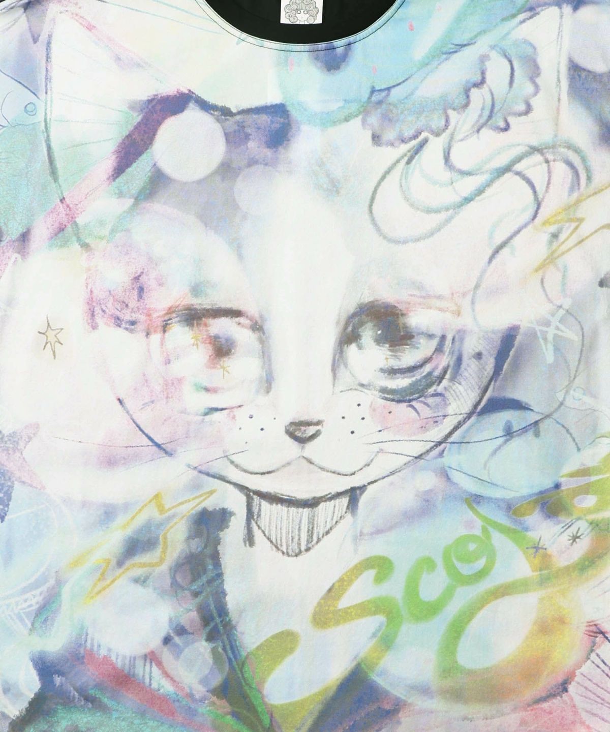 ScoLar - scolar スカラー　152678：BIGネコ柄メロウステッチチュニック 152678：BIGネコ柄メロウステッチチュニックの通販-ScoLar