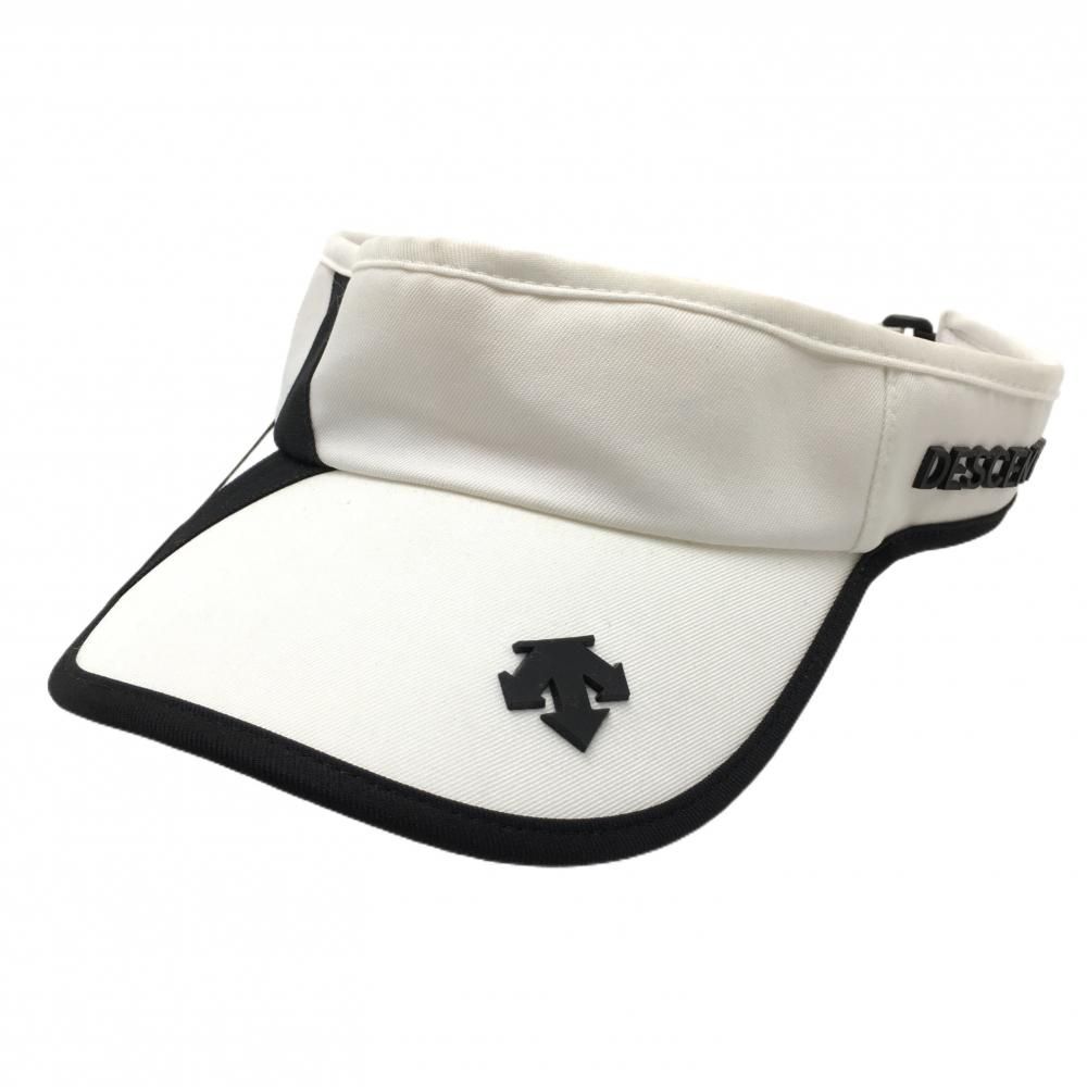 デサントゴルフ サンバイザー 白×黒 立体ロゴ バイカラー 中田英寿