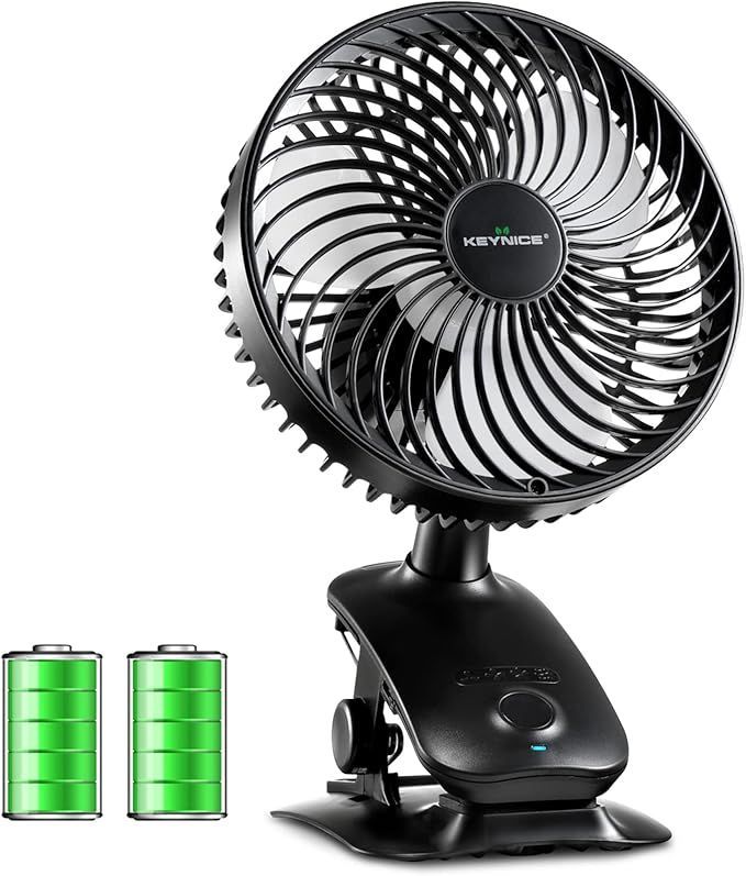 【在庫処分】Keynice USB扇風機 自動首振り 静音 クリップ 卓上 小型 リズム 充電式 節電 壁掛け USBファン 風量4段階調節 長時間連続使用 日本語取扱説明書付 KN-618 (ブラック)