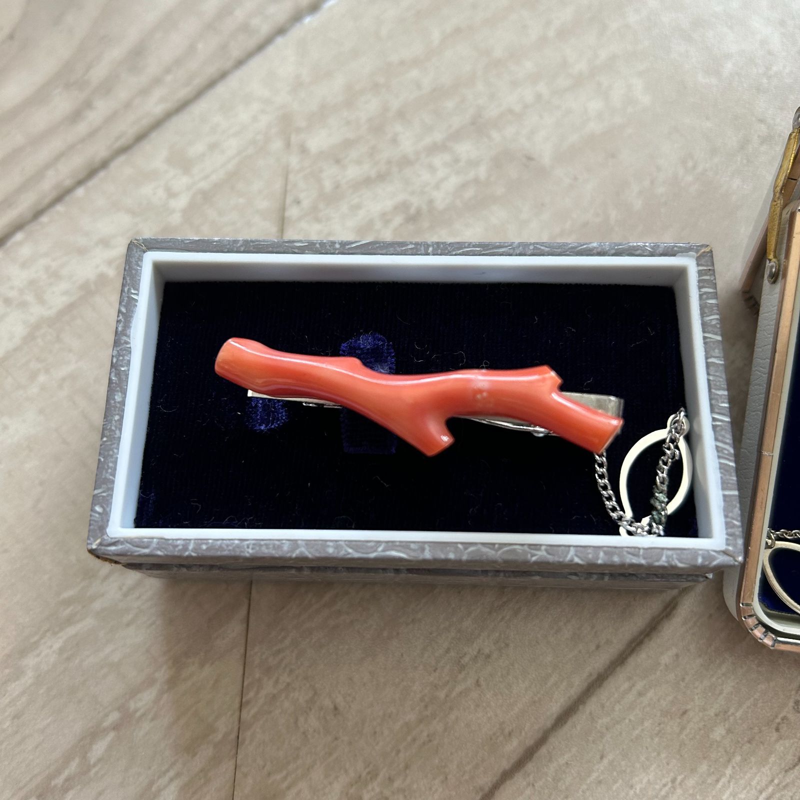 本珊瑚 血赤珊瑚 桃色サンゴ カフスボタン ネクタイピン