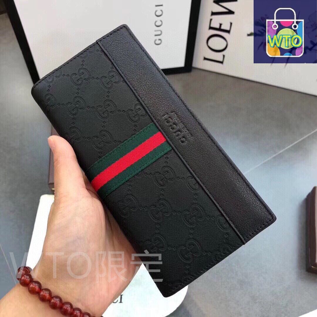 Gucciグッチ、財布、財布、男性の本革は長さ2つ折り[本日特価