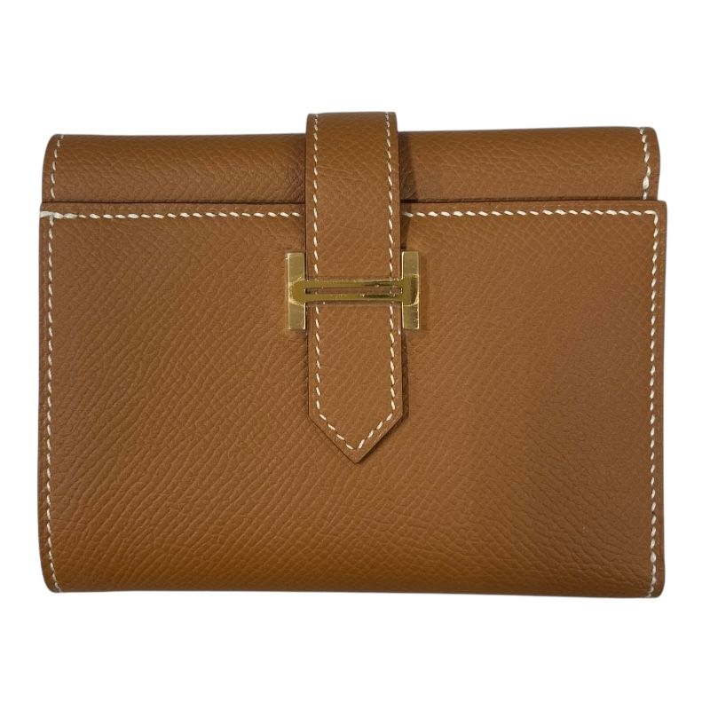 エルメス HERMES べアンコンビネ B刻 ゴールド ゴールド金具 ヴォーエプソン ユニセックス 二つ折り財布