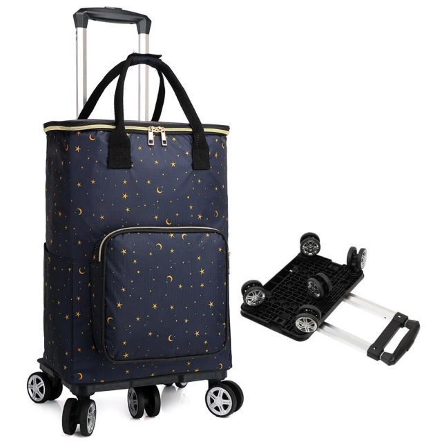 zmayastar 買い物カート 5輪 ショッピングカート 保冷機能付き トートバッグ型 お買い物キャリー キャスター付き 保冷バック 保温 買い物 折り畳み式 軽量 取り外し 2WAY 軽量 ハンドル長さ調節3段階 星 33L