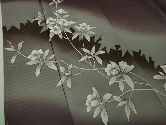 平和屋着物■極上　訪問着　枝花文　葡萄色地　暈し染め　金彩　逸品　未使用　DZAA8456kh5 平和屋着物□極上 訪問着 枝花文 葡萄色地 暈し染め 金彩