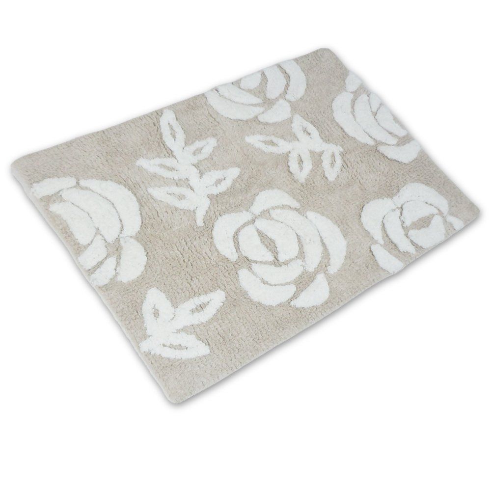 【数量限定】ローズ IDR2503-BE(ベージュ) インド綿マット 3135-099 アセット 約80×50cm