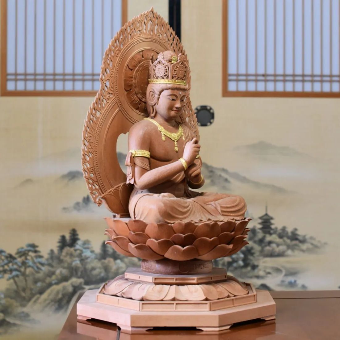 観音像　木製　仏像　黄楊木 仏像専門店 仏像屋 / 天然ツゲ 黄楊 柘植 木彫り彫刻観音像 観音