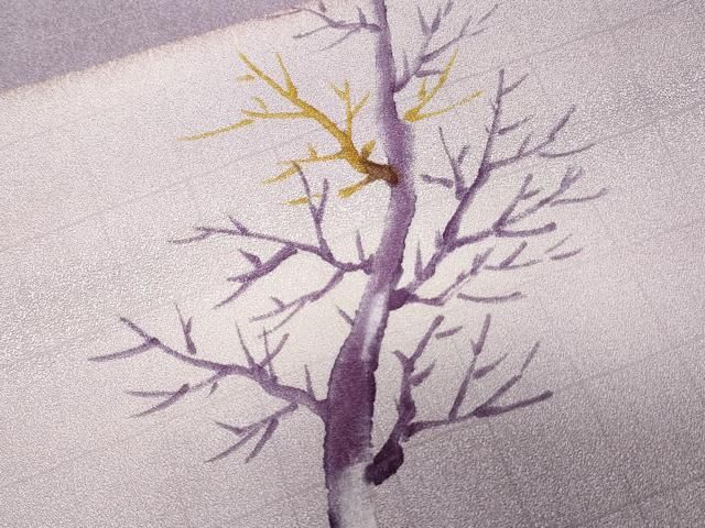 平和屋着物□訪問着 手描き 樹林風景文 暈し染め 金彩 正絹 逸品