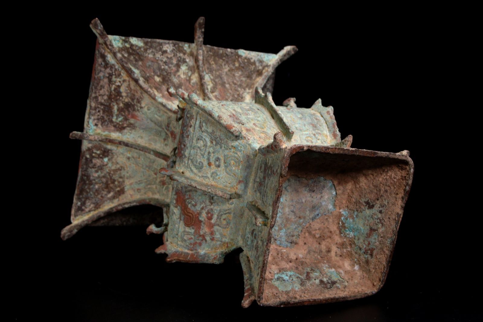 中国古玩 饕餮文青銅花瓶 30.5cm 4404g 花器 唐物 骨董 古美術