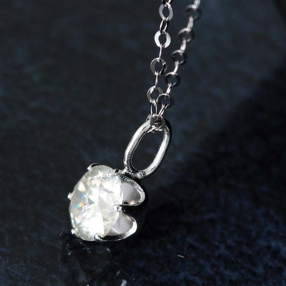 0.3ct ダイヤモンド K18 wg 一粒 6本爪 ペンダント 鑑別書付 天然 