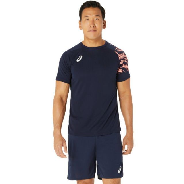 asics アシックス DRY SS T SHIRT ミッドナイトXブレージングコーラル L 2051A328 400 | スポーツ用品 スポーツ グッズ ツール アクセサリー 雑貨 小物 使いやすい バレーボール 衣類 メンズ 男性用 L シ