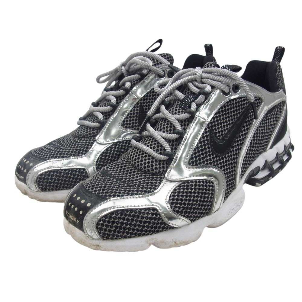 NIKE ナイキ CU1854-001 × STUSSY ステューシー AIR ZOOM SPIRIDON CAGED PURE PLATINUM/BLACK-WHITE エアズーム スピリドン ゲージド ピュアプラチナム/ブラック-ホワイト【中古】