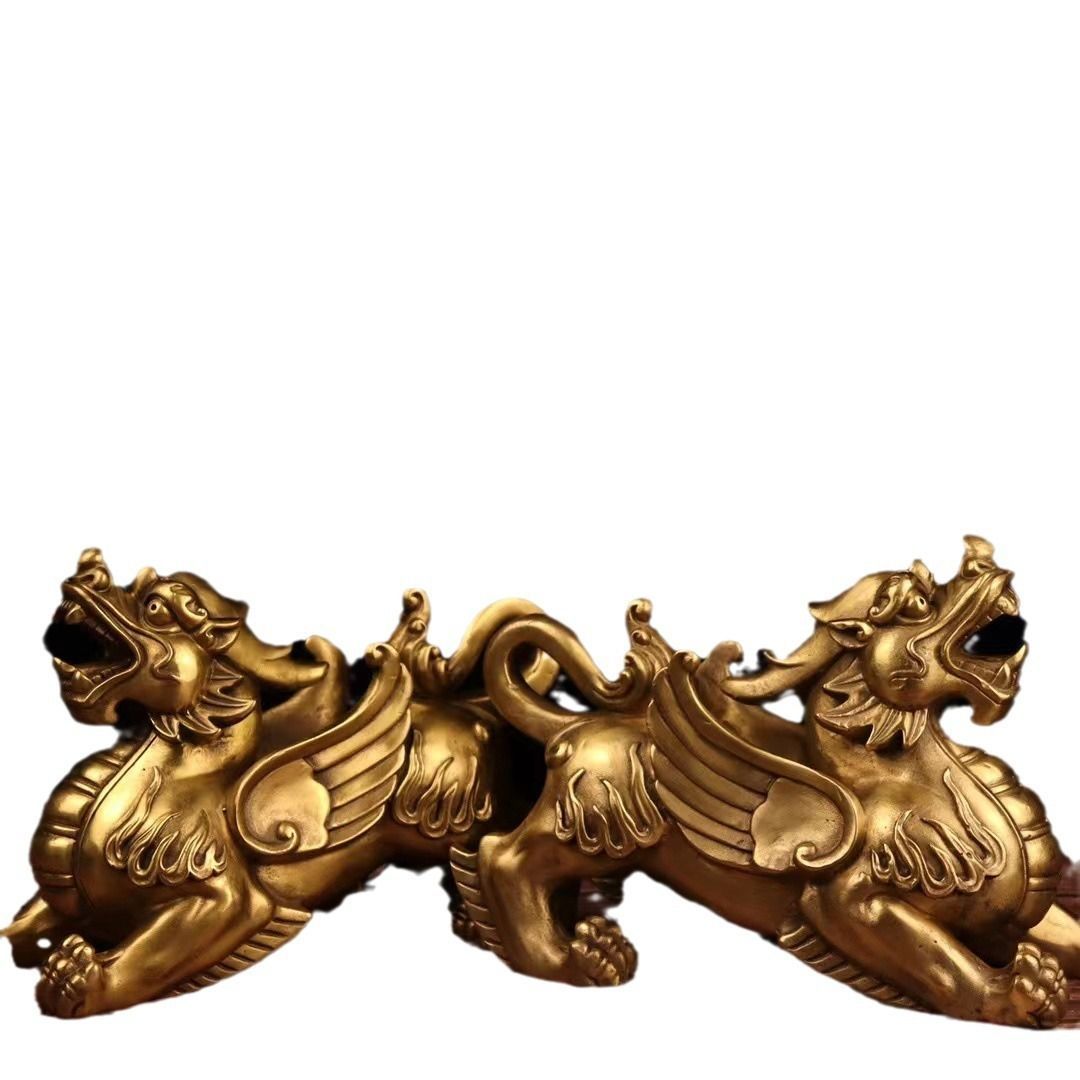 貔貅 置物 ヒキュウ 置物 オブジェ 2ペア 風水グッズ 金 ゴールド 黄金