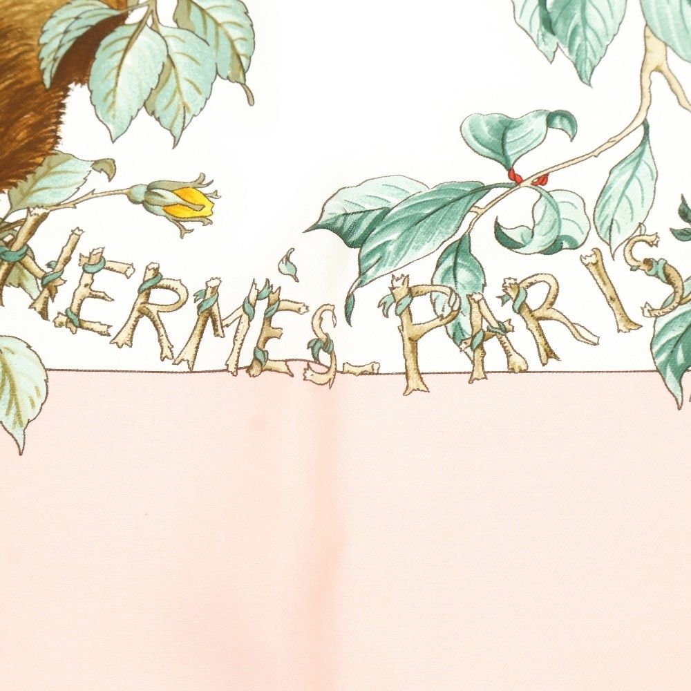 HERMES (エルメス) カレ90 AU COEUR DES BOIS 森の中で シルク ピンク