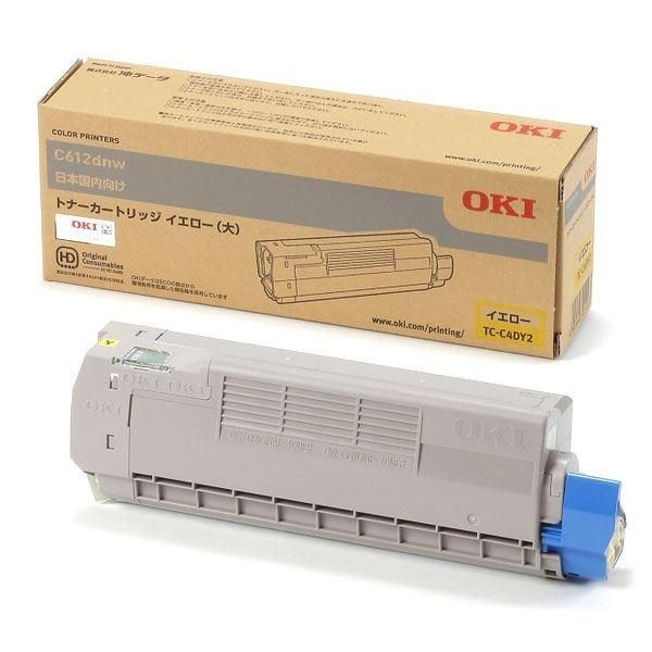（まとめ） 〔純正品〕 OKI TC-C4DY2 トナーカートリッジ イエロー 大 〔×3セット〕