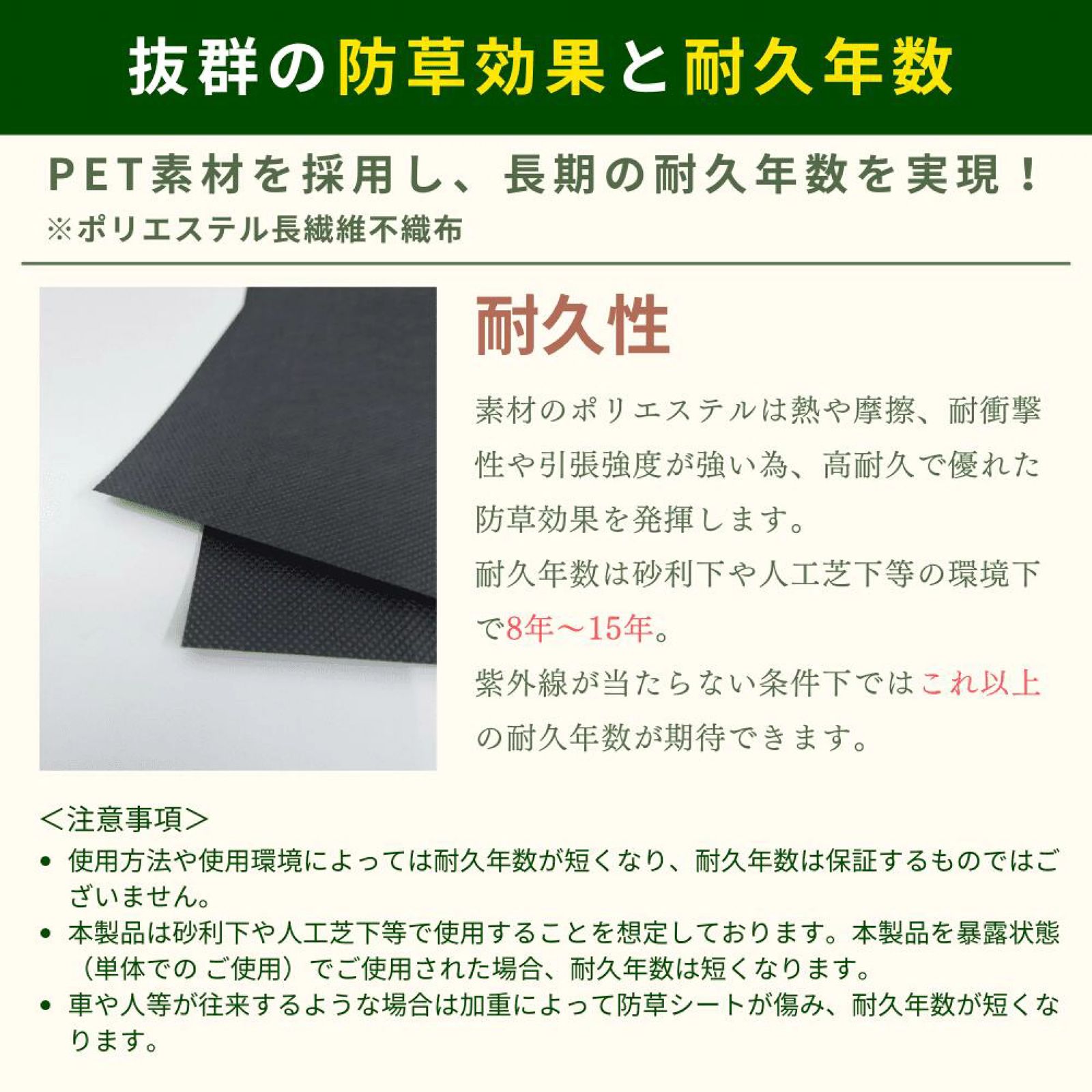 4巻】高耐久 高品質 防草シート1m×50m PET素材 100g /m2 【公式通販】