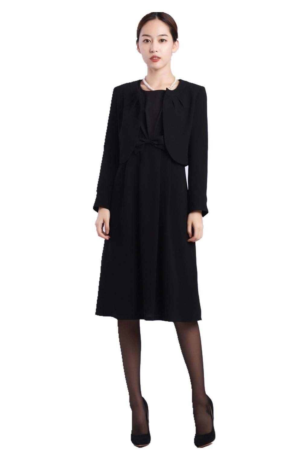Size 5 号_Color ブラック SYOKYO レディース ブラックフォーマル 喪服 アンサンブルワンピース 礼服 オールシーズン 5号