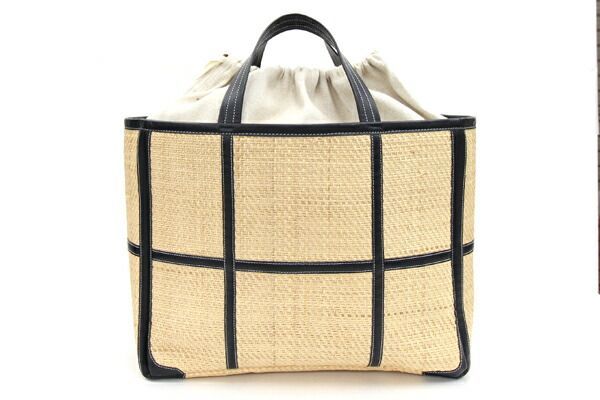 ラドローludlow Wide leather-trimmed tote bag（LUDLOWラドロー