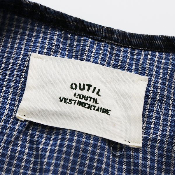 OUTIL ウティ ROBE LEPINE CHECK 炭染料加工 カシュクール