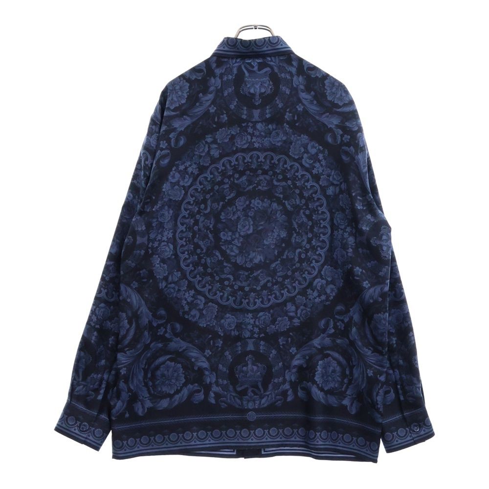 VERSACE (ヴェルサーチ) バロッコ シルク 長袖シャツ ネイビー 1012141