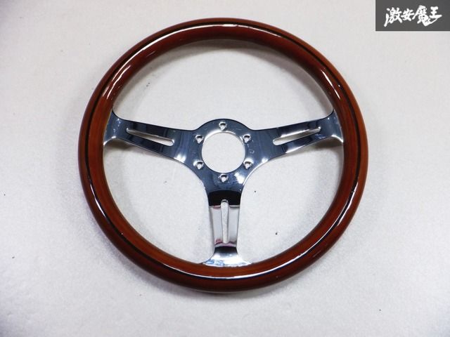 社外 ウッド ステアリング ハンドル スポーク クラシック 汎用 6穴 外径 約350mm 旧車 ノスタルジック カスタム ドレスアップ 棚2D4