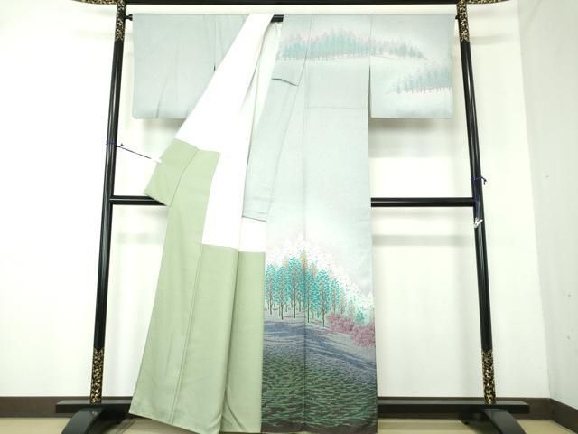 平和屋着物○中嶋まさひろ 蝋彩染作家 訪問着 樹林風景 暈し染め