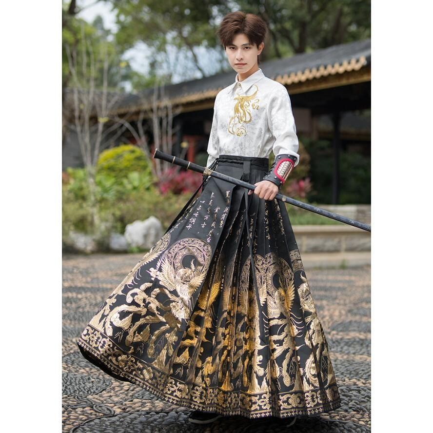 カップル漢服唐装 メンズレディース中華伝統的漢服 ロング丈プリーツシャツ チャイナブラウス 龍柄刺繍 メンズ中華古風コスプレ衣装