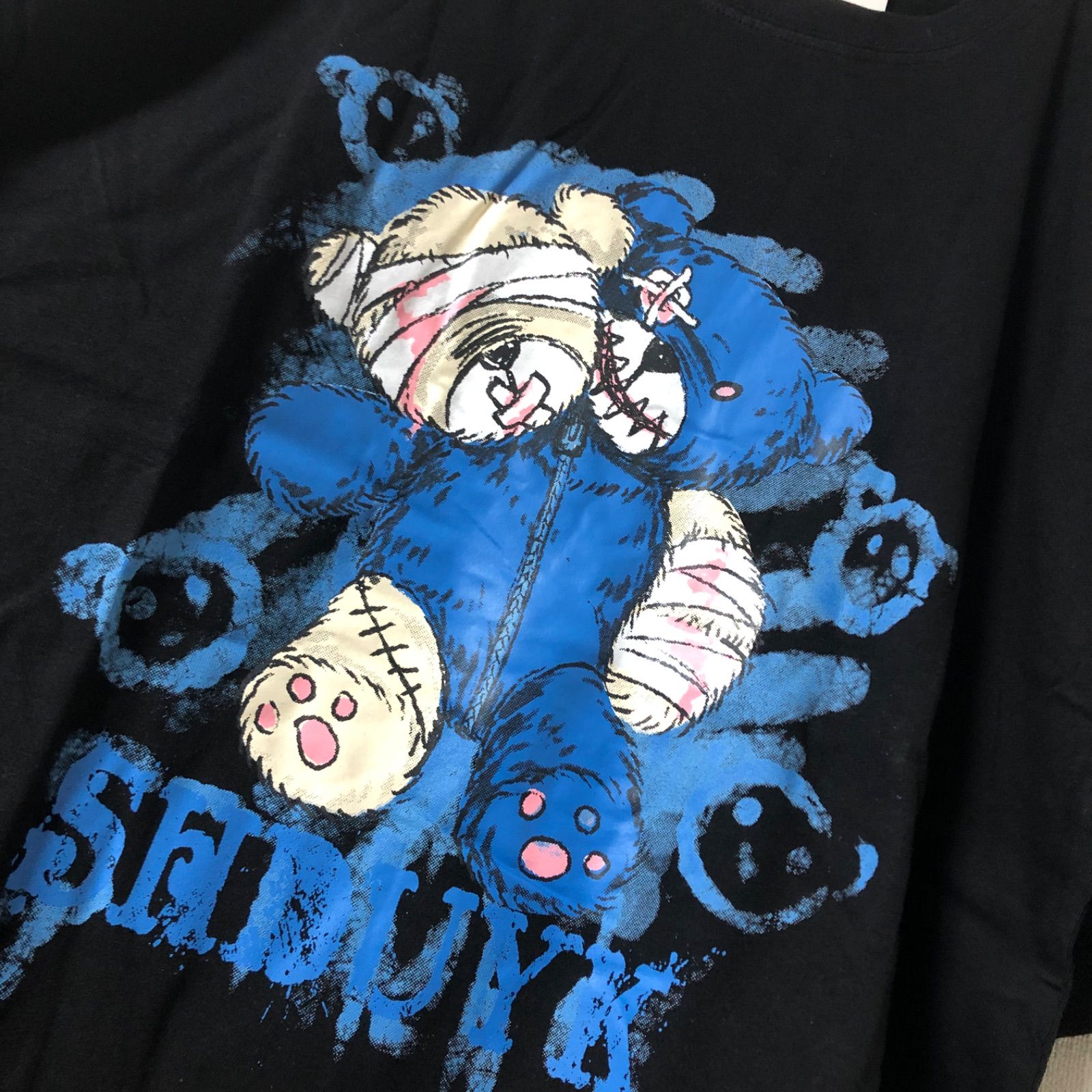 Tシャツ ユニセックス ビッグ オーバー 病み アニマル クマ 包帯 ケガ 
