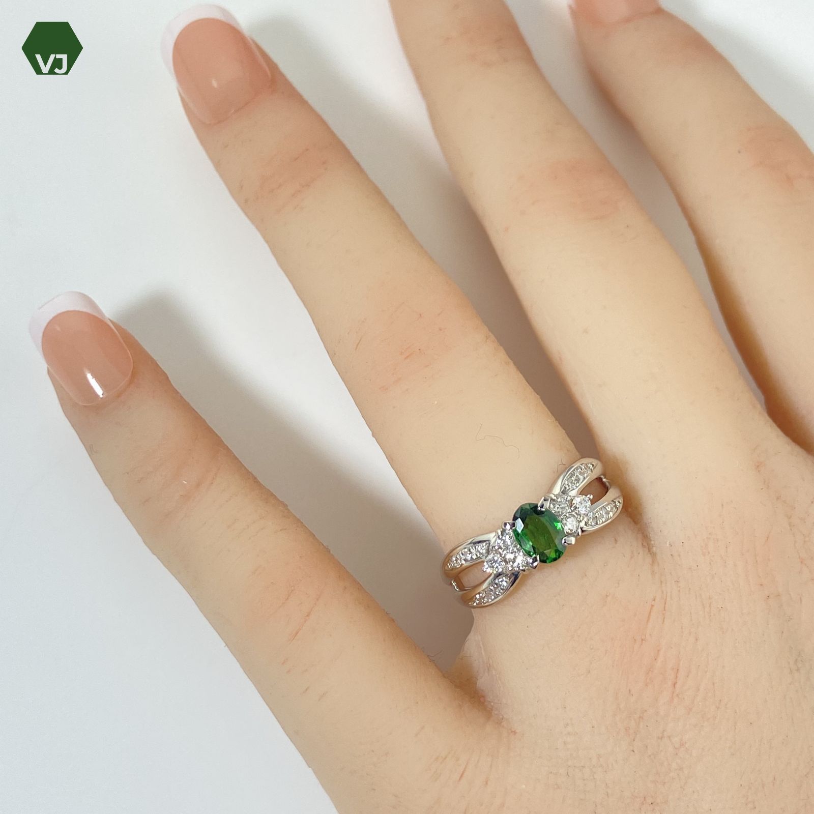 【14-22】グリーングロッシュラーガーネットダイヤリング0.5/D0.24ct 14-22】グリーングロッシュラーガーネットダイヤリング0.5/D0.24ct