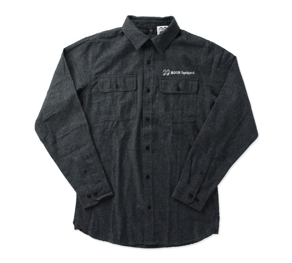 ムーンアイズ ワークシャツ - L 黒 MOONEYES 正規品 MOON ムーンアイズ ワークシャツ ムーンアイズ ネルシャツ 長袖 メンズ
