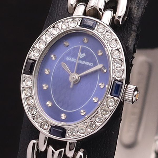 MARIO VALENTINO ❣️石付き腕時計文字盤白蝶貝ブルー