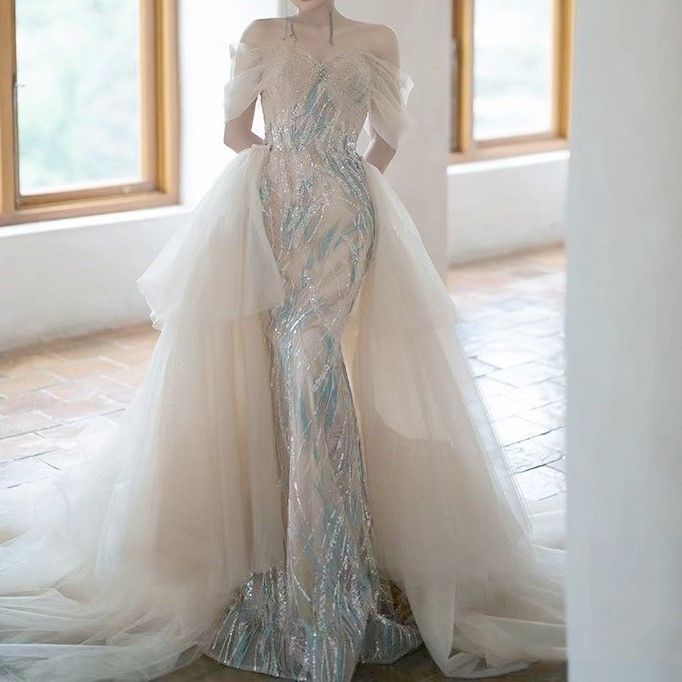 マーメイドドレス 大人 ピアノ 発表会 ロングドレス 小さいサイズ キラキラ オフショルダー 演奏会 結婚式 母親 演奏会用ドレス ロング 披露宴 レディース 演奏会ドレス ピアノ発表会 韓国 イブニングドレス パーティードレス ワンピース 1122