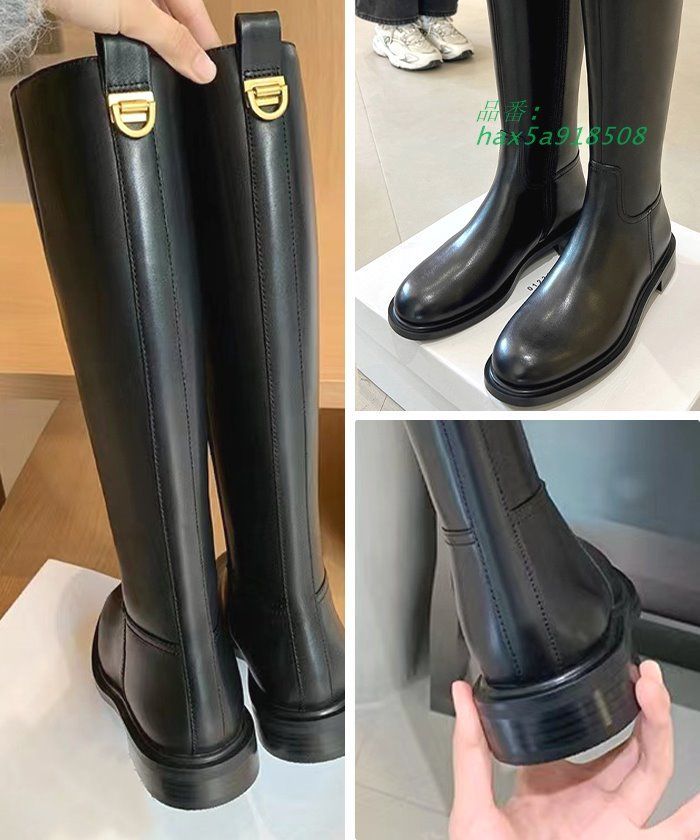 ロングブーツ レディース 秋 冬 ヒール きれいめ ストレートジョッキーロングブーツ カジュアル シンプル おしゃれ 高見え 韓国ファッション 韓国コーデ hax5a918508 KIN-KAAI_COM