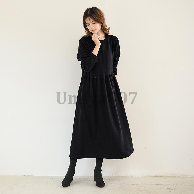 ロングワンピース 長袖 レディース 春 黒 入学式 秋冬 ロング丈