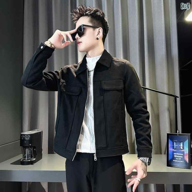 春 コーデ メンズ 用 服 シンプル ファッション オシャレ 大人 かっこいい 大きいサイズ ストリート 紳士服 ワークポケット ジャケット スエード カジュアル トップス KANDAIZUMI_COM