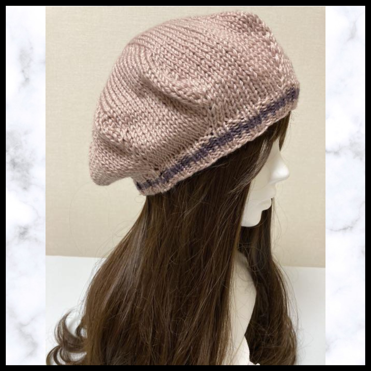 本物保証 ニット帽 スモーキーピンク 手編み ベレー帽 1年中着用できる