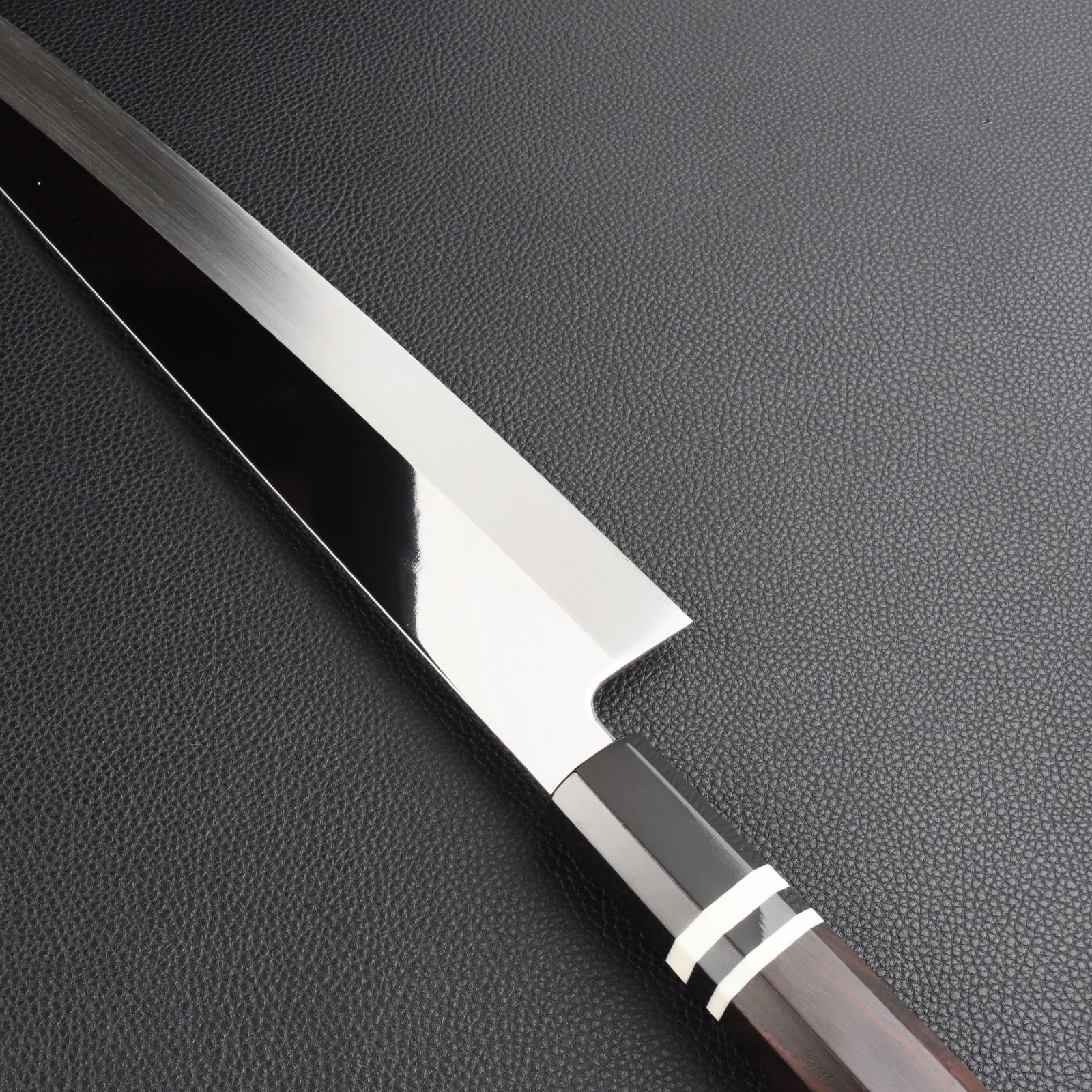 勘所型牛刀 9寸（刃渡り270mm）片刃 通常鏡面仕上げ 本刃付け 八角柄