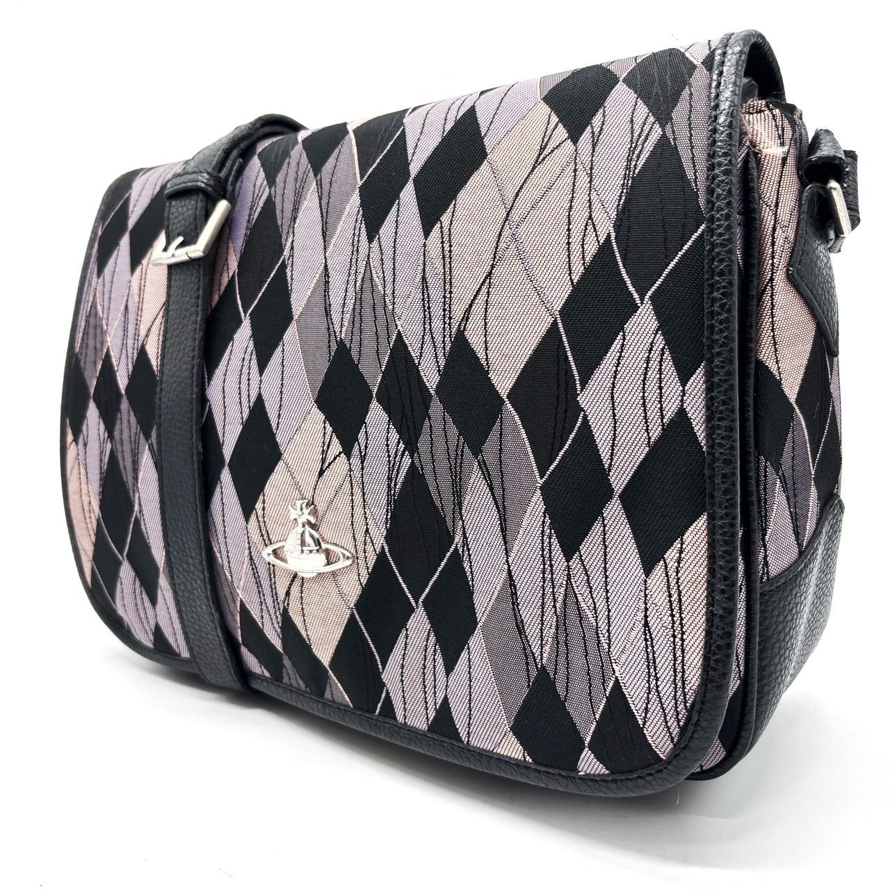 Vivienne Westwoodアーガイル柄ショルダーバッグ オーブ黒グレー 良品】 Vivienne Westwood ヴィヴィアンウエストウッド ショルダー