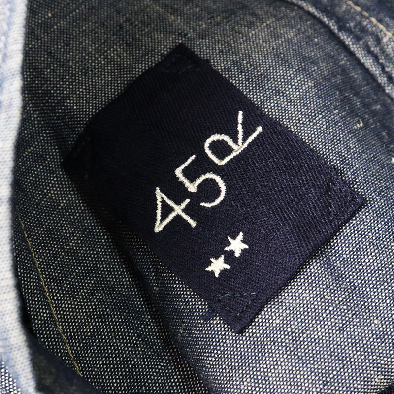 フォーティーファイブアール 45R 綿麻ダンガリーのブルマパンツ 濃 2｜ブルー インディゴ 藍染 フ タック 2400014623215 DECORATOM_COM_BR