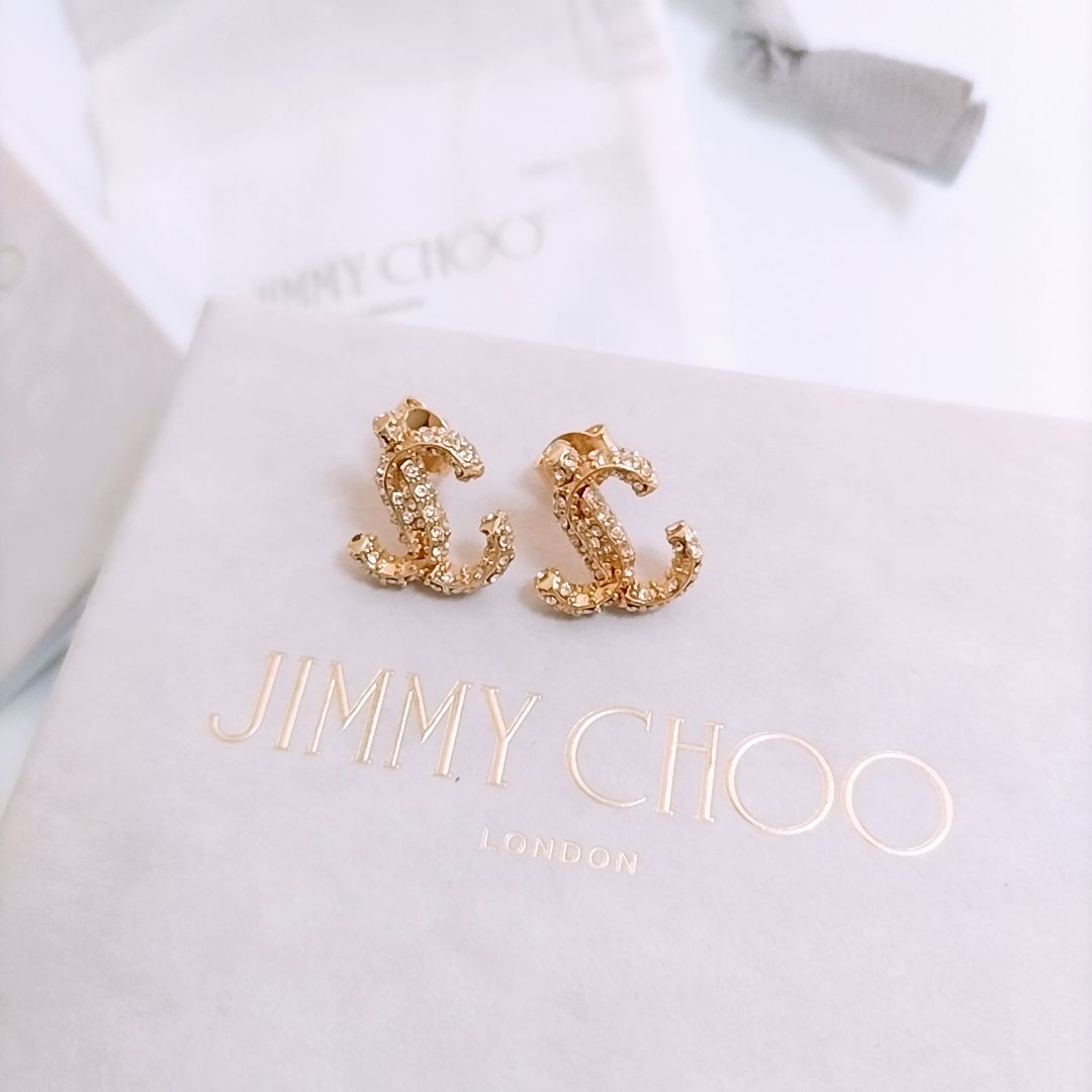 【新品未使用】Jimmy Choo JC スタッドピアス スワロフスキー JIMMY CHOO】JC Studs スワロフスキー付き JCスタッドピアス
