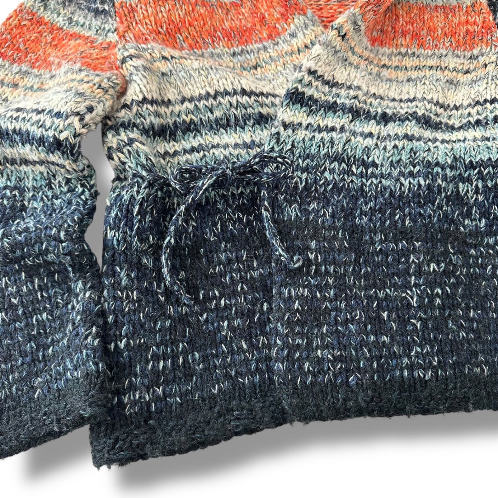 45R ウール アルパカ混 マルチカラー ガウンカーディガン size3 45R アルパカ混 ニット ガウンカーディガン マルチカラーボーダー