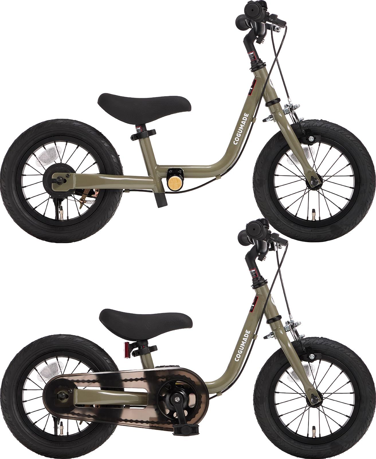 キックバイク 2歳 3歳 4歳 5歳 6歳 子供 自転車 ペダル後付け ペダルなし自転車 幼児 キッズバイク オリーブ COGUMADE BIKE こぐまでバイク
