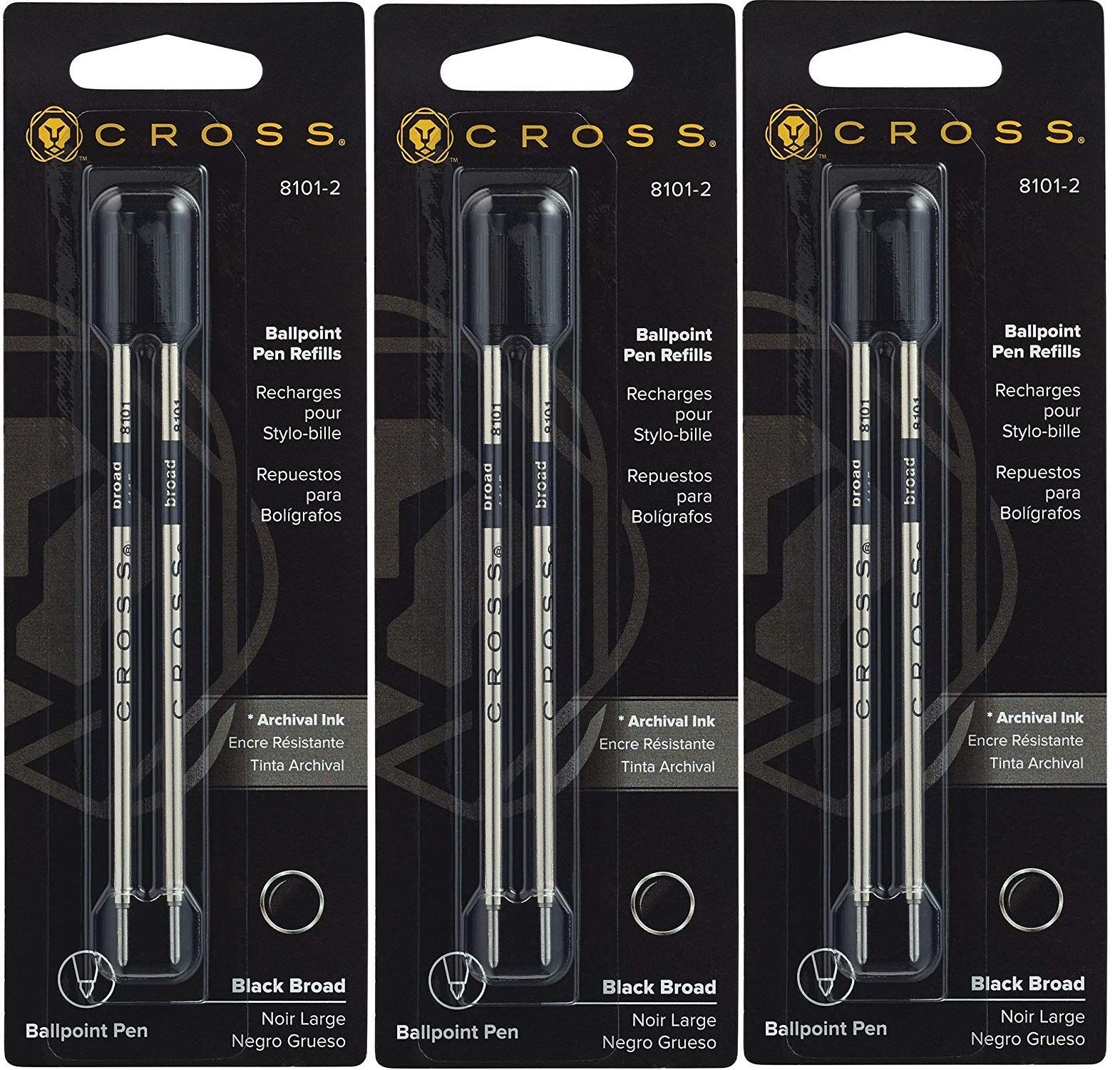 CROSS/クロス ボールペン 替芯 リフィル 6本/箱 ブラック B（太字） 8101
