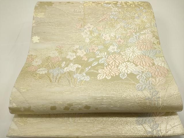 【E20】着物 鈴乃屋 正絹 六通袋帯 金糸 美品 E20】着物 鈴乃屋 正絹 六通袋帯 金糸 美品