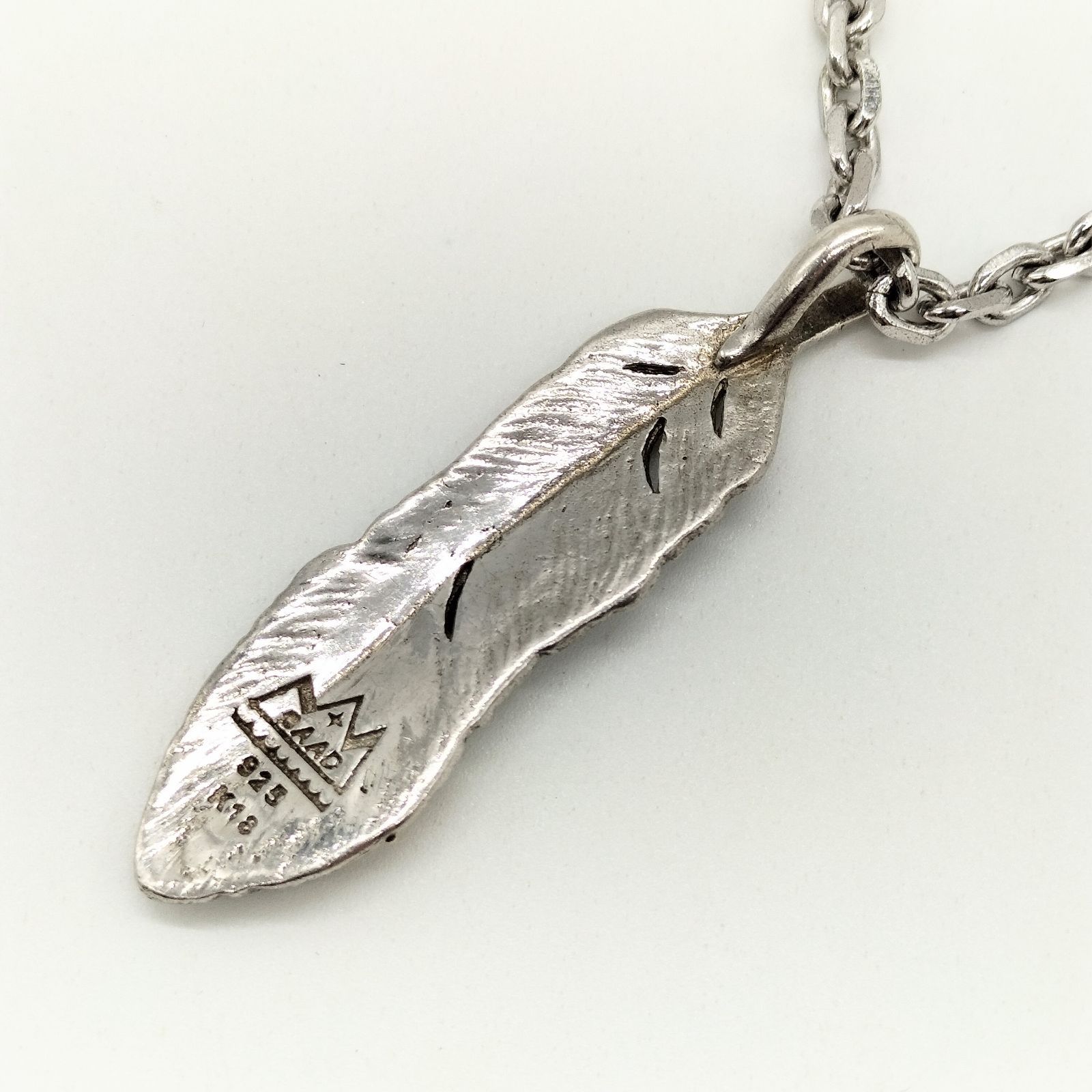 美品】SAAD サード フェザーネックレス 左向き シルバー925xK18