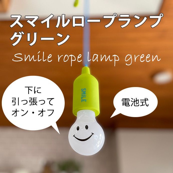 電池式 ランプ 照明 スマイル ロープ ランプ グリーン ランタン