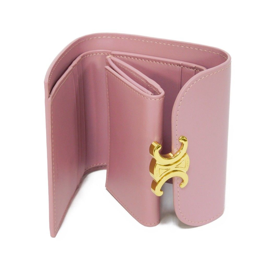美品】セリーヌ 三つ折財布 パープル トリオンフ マカダム 金具 美品】セリーヌ 三つ折財布 パープル トリオンフ マカダム 金具