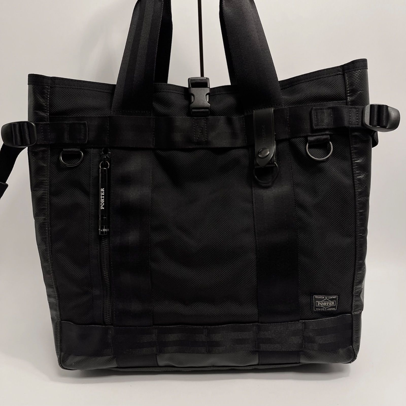 極品✨ポーター ヒート トート ショルダーバッグ ビジネス A4 ブラック PORTER HEAT トートバッグ 2WAY ショルダー ブラック 黒 メンズ