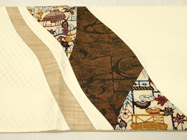 平和屋着物◎太鼓柄袋帯 切嵌風景文 金糸 正絹 逸品 DAAU4832qp - メルカリ 